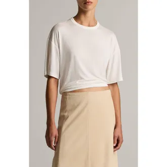 Vince Relaxed Crewneck Modal & Silk T-Shirt in Ivory at Nordstrom, Size Xx-Small