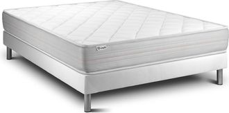 VITALIT Somier blanco + colch&oacute;n con espuma viscoel&aacute;stica 135 x 190