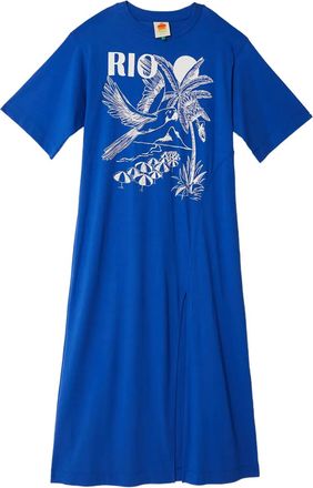 Farm Rio Maxi-jurk met grafische split - Blauw