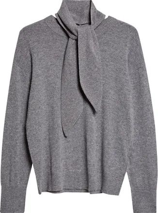 Marella Wool & Cashmere Scarf Neck Sweater in Medium Grey at Nordstrom, Size Xx-Large