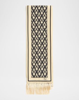 Valentino Garavani Toute La V Bandeau Scarf with Fringe