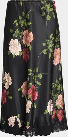 Johnny Was Eloriya Bias-Cut Floral Midi Skirt