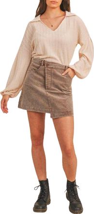 Sadie & Sage Criss-Cross Asymmetrical Corduroy Skirt In Washed Mocha