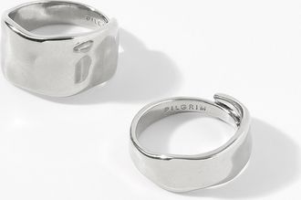Pilgrim Womens Wide adjustable wavy rings Set of 2