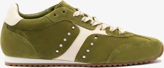 Larroude Womens Stella Trainer Sneaker In Seaweed / Ivory