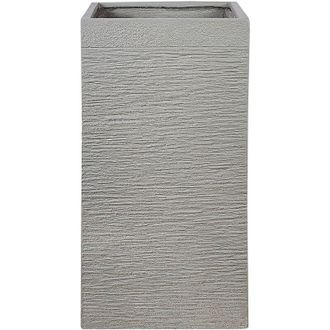 Beliani Maceta Alta De Arcilla Para Jard&iacute;n 40 X 40 X 77 Cm Resistente A Los Rayos Uv Gris Claro Dion