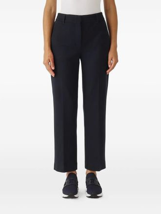 Max Mara belt loops-detail trousers - women - Wool/Cotton/Polyester/Viscose/Polyamide - L - Blue