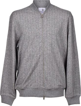 Brunello Cucinelli MenS Gray Wool Zip Sweater, Size XXS