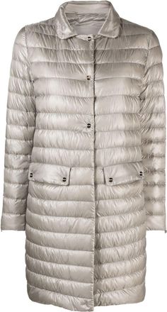 Herno quilted collared coat - women - Polyamide/Polyamide/Cotton/Polyester/Goose Down - 50 - Grey