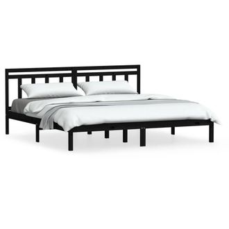 Berkfield Home Bed Frame Black Solid Wood Pine 200x200 cm
