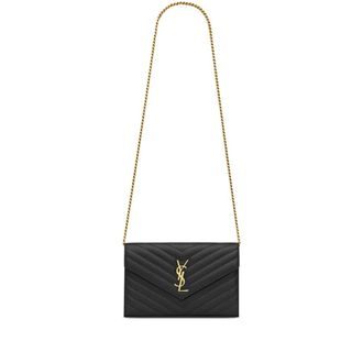 Saint Laurent Tassen, Dames, Zwart, ONE Size, Leer, Cassandre Chain Wallet