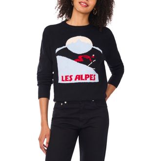 Vince Camuto Swiss Alps Graphic Crewneck Sweater in Rich Black at Nordstrom Rack, Size X-Large