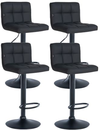 Clp Clp - Set De 4 Taburetes De Bar Feni En Polipiel Negro Metal Negro Mate