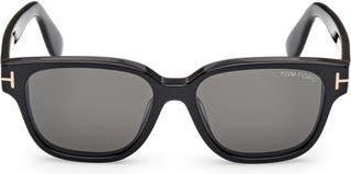 Tom Ford 54mm Square Sunglasses in Shiny Black /Smoke at Nordstrom Rack