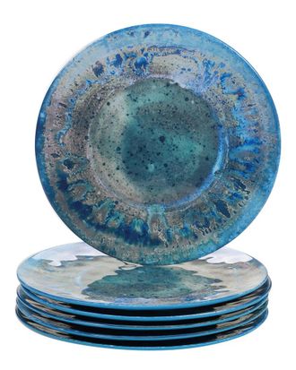 Certified International Melamine Set Of 6 Radiance Teal Dinner Plates