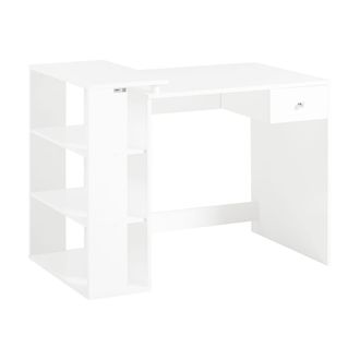 SoBuy Mesa de ordenador con un caj&oacute;n y 4 estantes mdf blanco