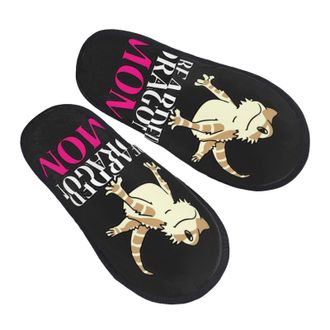 Generic House Slippers Bearded Dragon Mom Reusable Fleece Slippers Cozy House Shoes For Bedroom Travel Indoor L