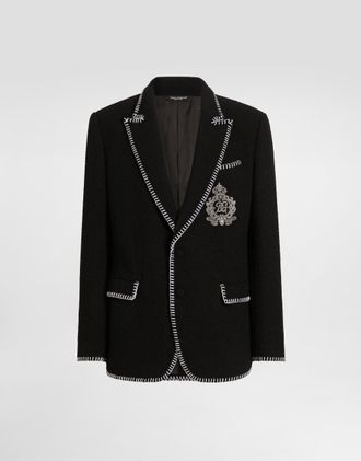 Dolce & Gabbana Tweed Single-breasted Jacket With Embroidery - Man Suits And Blazers Black 50