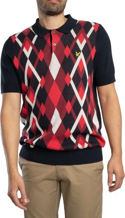 Lyle & Scott Katoenen Poloshirt Met Argyle-Patroon, Gebreid, Rood