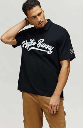 Psycho Bunny Mens Tate Wordmark Pique Polo 001 BLACK / XXXL