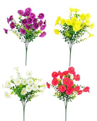 Nearly Natural 14In Uv-Resistant Artificial Morning Glory Bush (Indoor/Outdoor) - Set Of 12