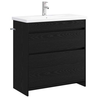 vidaXL Juego De Muebles De Ba&ntilde;o Roble Negro 81 X 40 X 84,5 Cm Vidaxl