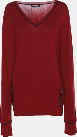Marina Rinaldi Marina Sport By Marina Rinaldi Red Stretch Knit V Neck Sweater