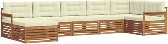 vidaXL Conjunto De Sof&aacute;s De Exterior 7 Uds. Natural Y Crema Vidaxl