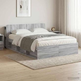 Berkfield Home Bed Frame with Storage Grey Sonoma 160 x 200 cm Engineered Wood