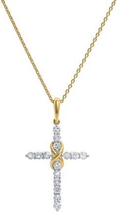 LuvMyJewelry Trinita 14K Gold Diamond Cross Pendant - 0.18 ct in 14K Yellow Gold at Nordstrom