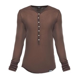 Dsquared2 Long Sleeve Tops, male, Brown, Size: XL Underwear Top