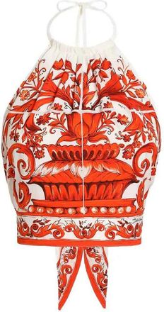 Dolce & Gabbana Majolica-Print Charmeuse Top