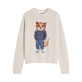 Maison Kitsuné Dames, Truien, Beige, Maat: S Wol