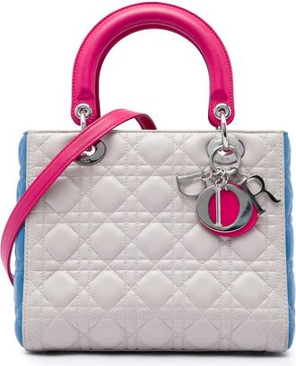 Dior Pre-owned Dior Medium Tricolor Lambskin Cannage Lady Satchel Ladies 43KNOYFF3ABPOF1P