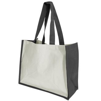 Westford Mill Printers Jute Cot Shopper Bag (21 Litres) (Pack of 2) (One Size) (Black)