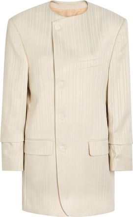 BETTTER Striped Wool-blend Mini Blazer Dress - Off White - S (UK8-10 / S)