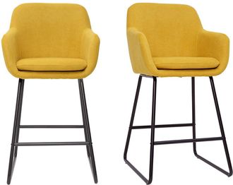 Miliboo Set De 2 Taburetes De Cocina Efecto Aterciopelado Amarillo Mostaza 65 Cm Amika