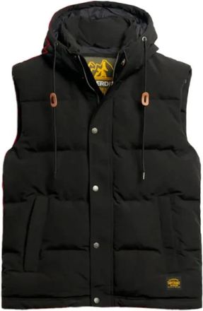 Superdry Jassen, Heren, Zwart, S, Mouwloze Everest Gewatteerde Jas