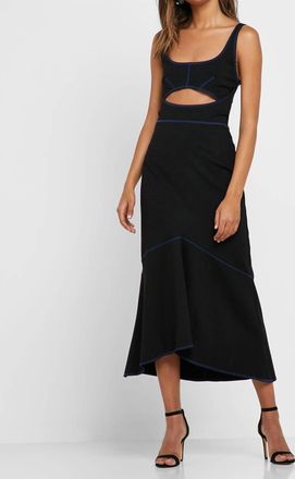 Topshop Cutout Racer Back Bodycon Fit Flare Dress In Black