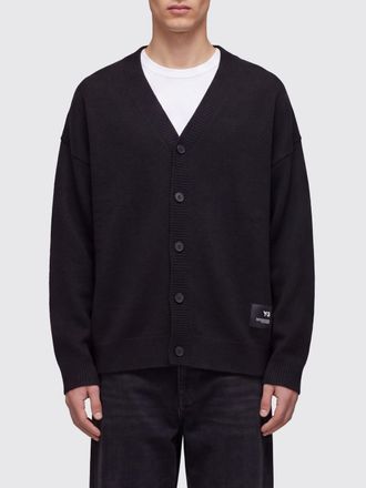 Yohji Yamamoto Cardigan in lana merino con stampa grafica all-over e scollo a V