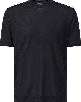 Roberto Collina Zijden T-shirt met klassiek ontwerp - Heren - T-shirts - Zwart - M - Tops