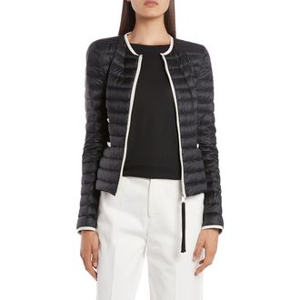Moncler Baillet Contrast Trim Down Puffer Jacket in Black at Nordstrom, Size 5