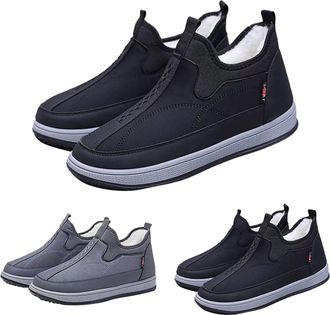 Generic Men Winter Snow Boots Size 7.5, Comfortable Warm Fur Lined Slip on Ankle Boots, Outdoor Lightweight Waterproof Shoes Non-Slip Rubber Sole Walking Boot