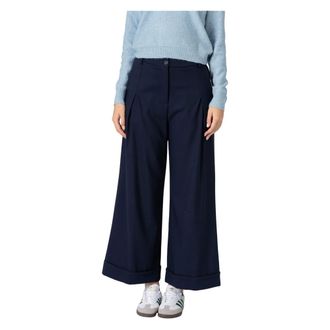 Kocca Broeken, Dames, Blauw, M, Enkellange Oprolbare Zakelijke Broek