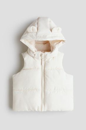 H&M Hooded Puffer Gilet in Cream at Nordstrom, Size 12M