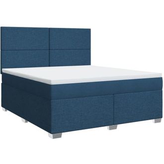 vidaXL Cama Box Spring Con Colch&oacute;n Tela Azul 180x200 Cm Vidaxl