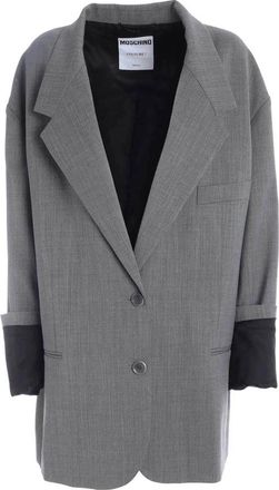 Moschino Blazers - Dames - Mantel - Grijs - L - Wol - Jassen