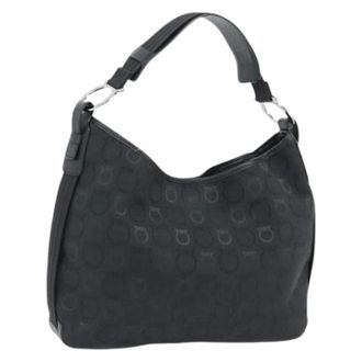 Ferragamo Pre-owned Shoulder Bags, female, Black, Size: ONE SIZE Pre-owned Canvas Shoulder Bag