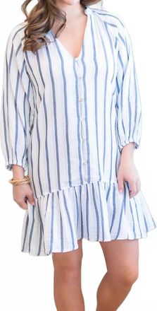 Starkx Alice Mini Dress In White/blue Stripe