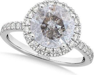 Allurez Halo Salt & Pepper & White Diamond Engagement Ring 14K in 2.50Ct/white Gold at Nordstrom, Size 7.5